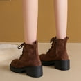 thumbnail image 7 of Dasayo Motorcycle Ladies Boots Brown Ankle Hiking Lace up Round Toe Low Heel Booties Ladies Shoes 36, 7 of 7