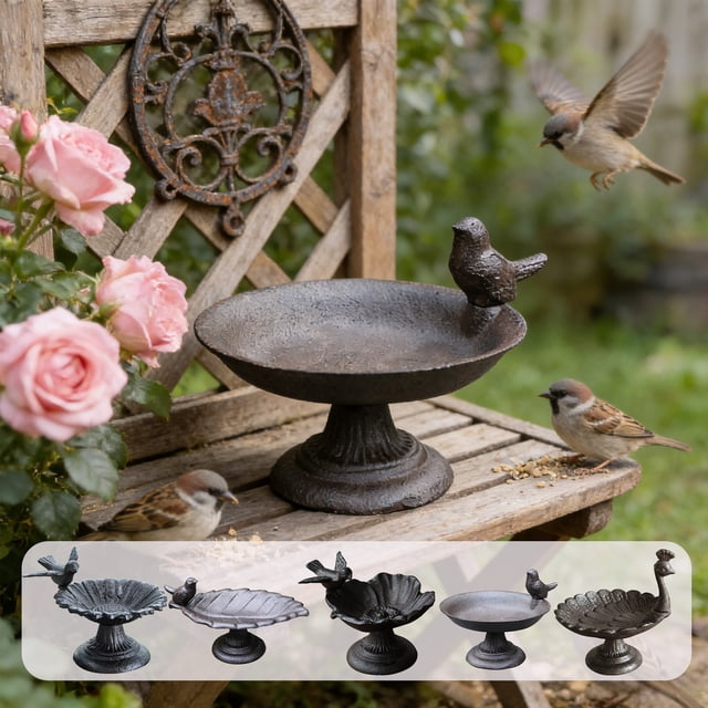 Sentmoon Window Bird Feeder Bird Feeder Vintage Rural Style Casts Iron Petal Shaped Garden Birds Feeder Ornament