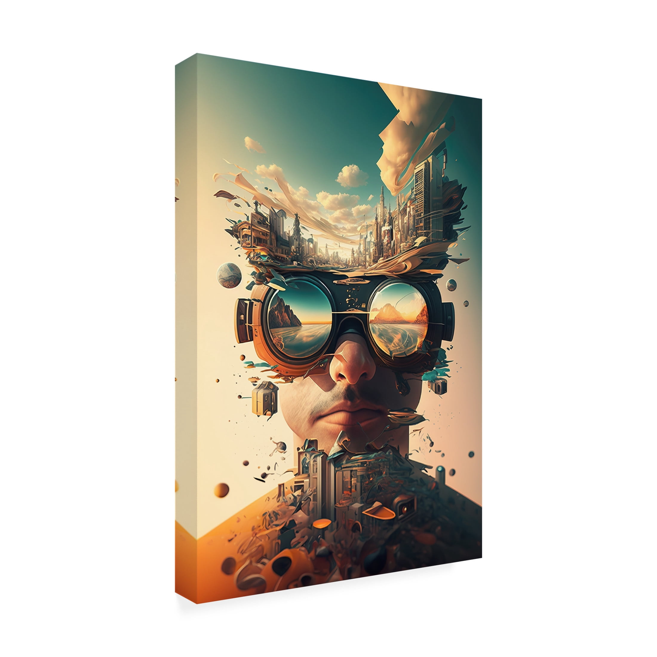Canvas Wall Art - Ray Heere 'Surrealistic Selfies 3' Wall Art for Living Room, Bedroom, or Office Décor by Trademark Fine Art - 16 x 24 Inches