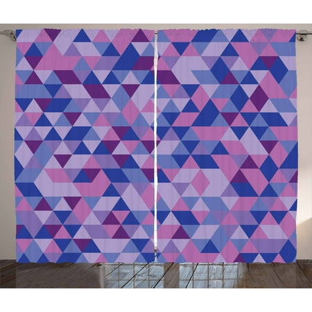 Geometric Curtains 2 Panels Set Graphic Adjacent Triangles In