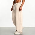 thumbnail image 7 of Smsaxvxz Sweatpants for Men Lightweight Elastic Waist Drawstring Jogger Pants Casual Loose Straight Leg Trousers with Pockets Beige XXL, 7 of 7