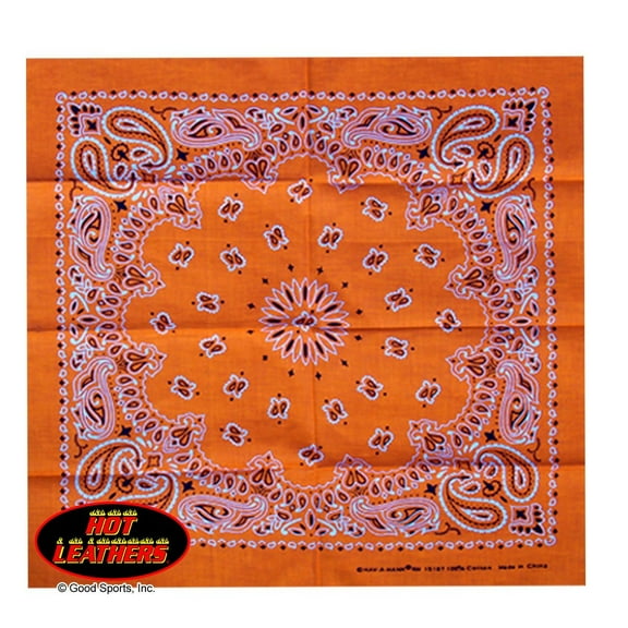 Officially Licensed Originals Bikers Bandanas Collection Original Design, 21" x 21" - Bandana Orange Paisley Design
