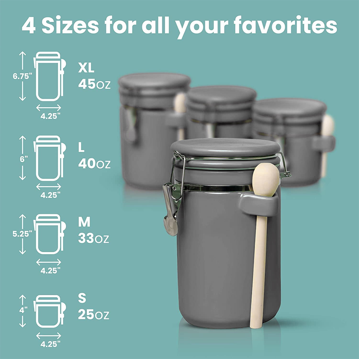 Ceramic Kitchen Airtight Canisters Set