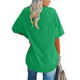 thumbnail image 3 of Jalioing Women's Plus Size V Neck Shirt Half Sleeve Solid Color Oversized T Shirt Fashion Loose Pullover Tee, 3 of 6