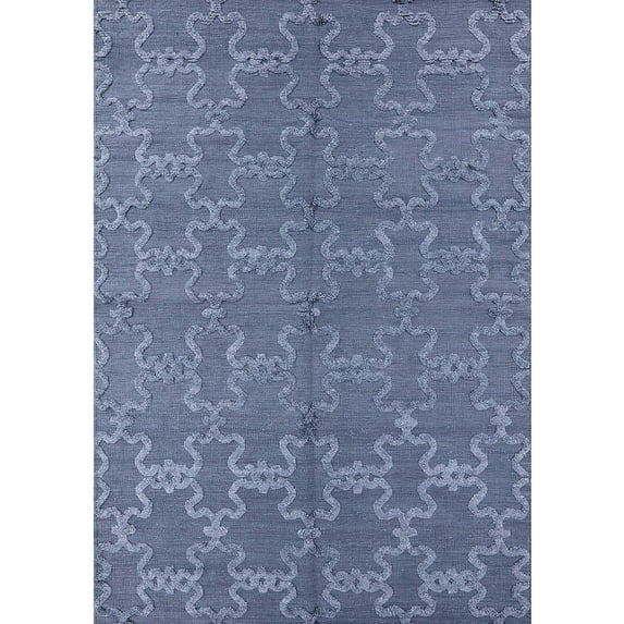 Ahgly Company Indoor Rectangle Mid-Century Modern Azure Blue Oriental Area Rugs, 3' x 5'