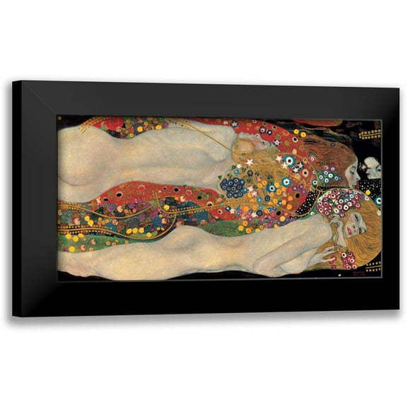Klimt, Gustav 14x9 Black Modern Framed Museum Art Print Titled - Sea Serpents