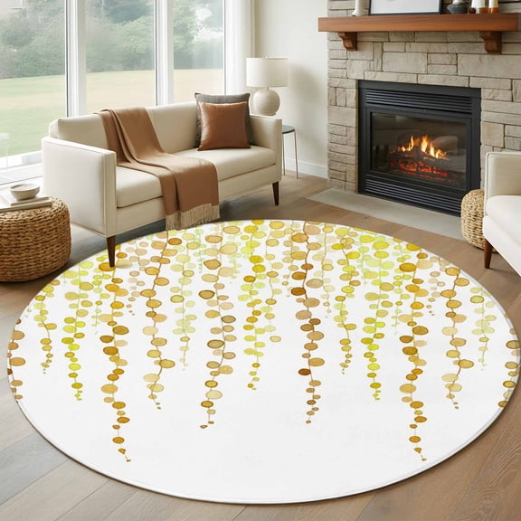 Round Area Rug 6 Ft, Sage Green Polka Dots Washable Non-Slip Circle Carpet for Living Room/Bedroom, Vintage Abstract Art Watercolor Low-Profile Indoor Mats Collection Rugs for Residential