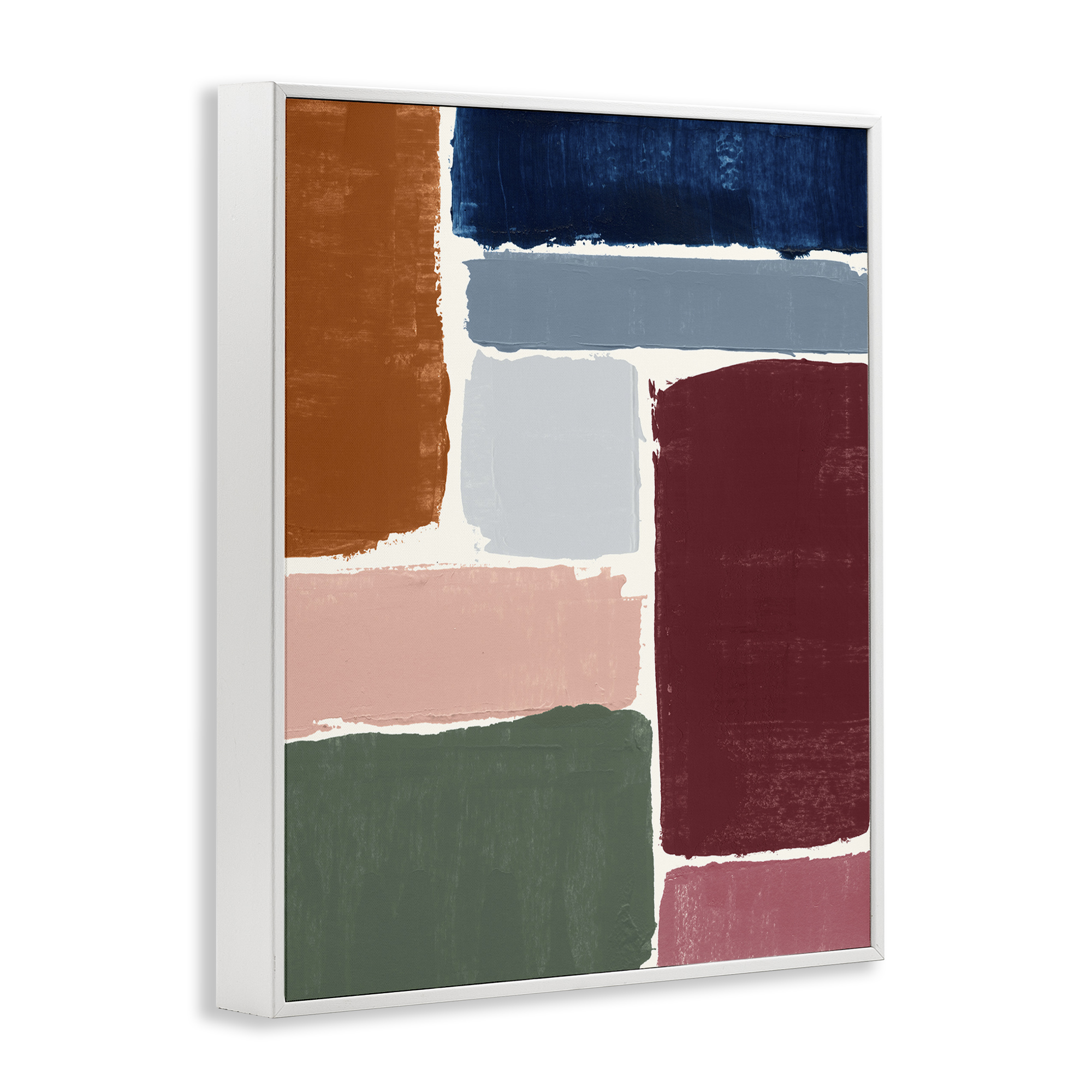 Stupell Industries Asymmetrical Shapes Pattern Abstract Painting White Framed Art Print Wall Art, 24 x 30