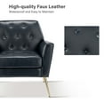 thumbnail image 5 of Faux Leather Accent Chair Comfy Upholstered Armchair with Gold Legs, Button Tufted Lounge Sofa Chair Living Room Bedroom Navy, 5 of 7
