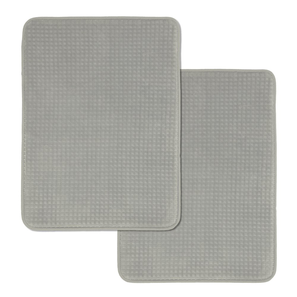 2pk. Mainstays Memory Foam Bath Mat Set, Soft Silver, 17" x 23"