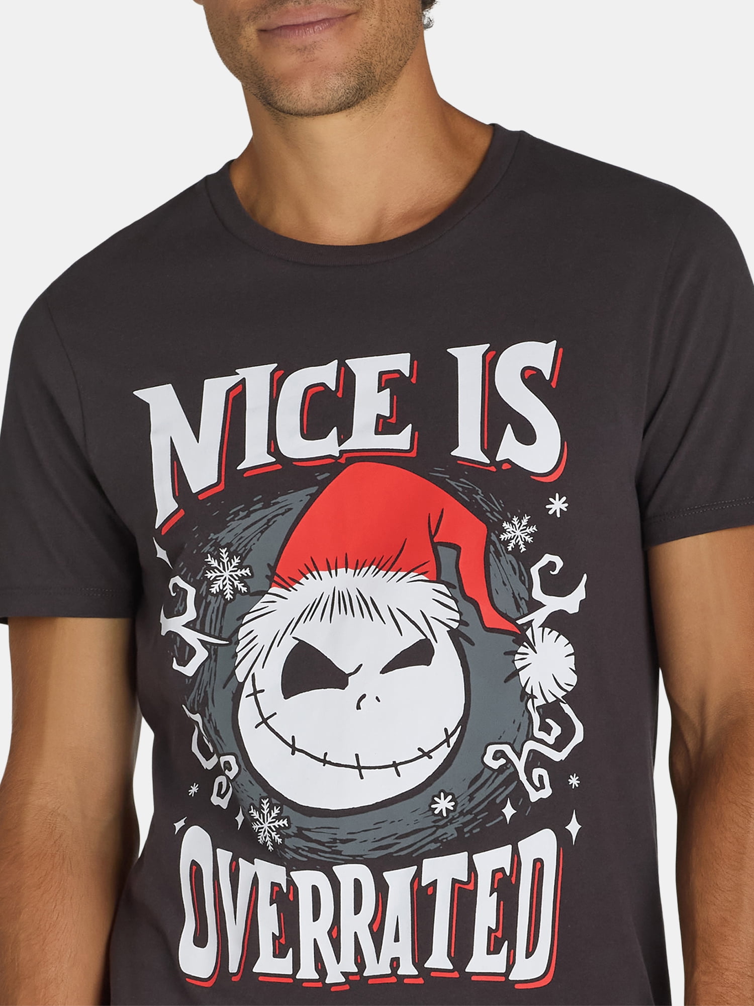 Nightmare Before Christmas Men's & Big Men's Nice Is Overrated Graphic Tee Shirt, Sizes XS-3XL