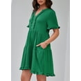 thumbnail image 6 of Womens V Neck Ruffle Short Sleeve Babydoll Mini Dress Casual A Line Dress for Summer, 6 of 8