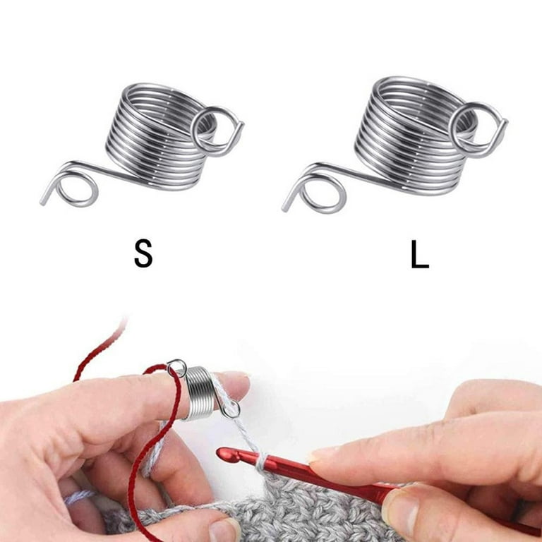 10Pcs 2 Size Metal Yarn Guide Finger Holder Knitting Thimble for