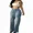 Blue, variant on CHICME Jeans for Women Rhinestone High Waist Wide Leg Casual Boyfriend Denim Pants with Matching Sparkly Belt Blue-S