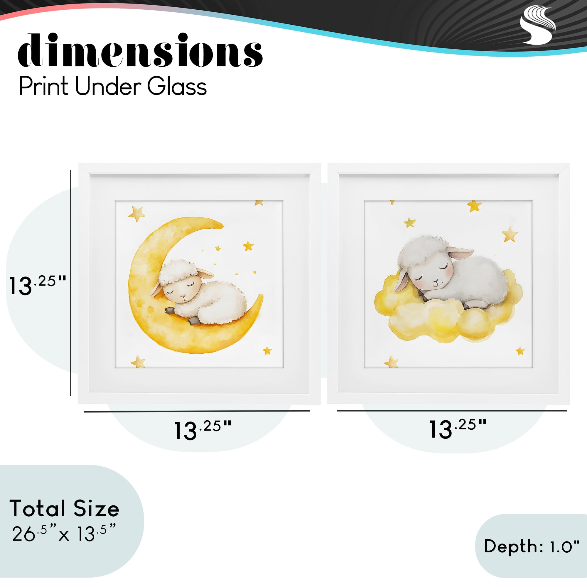 Stupell Industries Sleeping Sheep Cloud and Moon 2 Piece White Framed Print Under Glass Set, design by LSR Design Studio