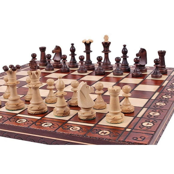 Beau Ensemble Chess en Bois Fait Main avec Planche en Bois et Pièces Chess Fait Main - Idée Cadeau Produits (16 Pouces" (40 cm) Marron)