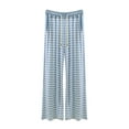 thumbnail image 4 of Womens Travel Pants Casual Striped Straight Leg Wide Leg Pants With Drape & Loose Pockets Home Pajama Pants 70% Cotton 30% Linen L Pants For Women, 4 of 4