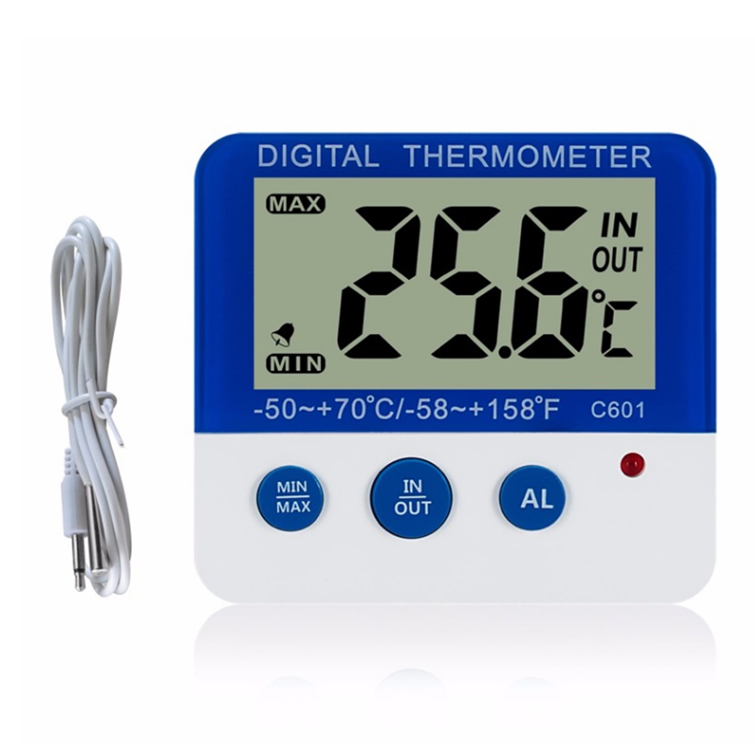 Bars LCD Display Cafes. New Refrigerator Thermometer Indoor Room Digital Fridge Freezer Thermometer Alert with a Sensor Min and Max Record Restaurants Magnet and Stand for Home