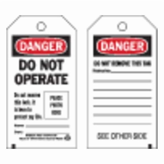 Brady Danger Tag,5-3/4 x 3 In,Met,3/8 In,PK10 65501