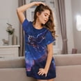 thumbnail image 3 of Fuzoiu Starry Sky Wall Flying Tiger Print Women Nightgowns, Soft Comfy Lightweight Short Sleeves Sleepwear,Crew Neck Loungewear, 3 of 6