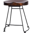 thumbnail image 5 of Set of 2 Rustic Saddle Seat Barstools with Tubular Metal Base,Retro Country Style Bar Chair,Kitchen Island Stool,Easy Assembly I Backless,with Footrest,18.5Inch, 5 of 7