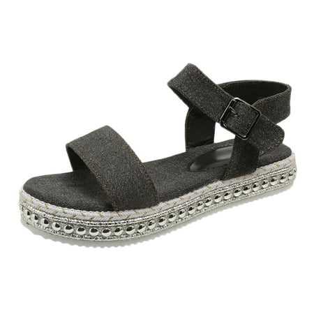 

Vuygyu Women s Summer Fashion Denim One Buckle Sandals Open Toe Thick Bottom Sandals Sandal Slides for Women Jelly Sandals for Women Size 8 Cute Flat Sandals for Women Clear Flat Sandals for Women