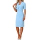 thumbnail image 4 of Vestido ajustado de mujer Inspire Chic con cuello en V, mangas cortas, vestido midi bodycon para el trabajo, azul cielo M, 4 of 6