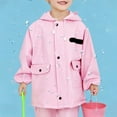 thumbnail image 2 of Boys Girls Rain Coat Waterproof Long Sleeved Hooded Fashionable Packable Rain Jacket School Toddler Clothing Rainwear Pink 2-6 Years, 2 of 6