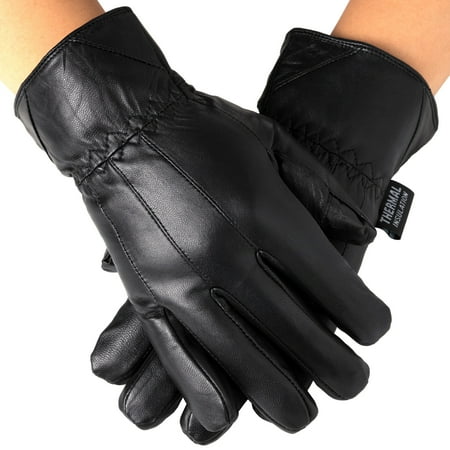 Alpine Swiss Mens Touch Screen Gloves Leather Thermal Lined Phone Texting (Best Leather Driving Gloves)