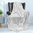 thumbnail image 4 of Winter Soft Flannel Fleece Throw Blanket, Winter Tree Without Leaves Nature Theme Delicate Branches Pattern Japanese Style, Cozy Plush for Indoor and Outdoor Use, 50" x 60", White Black, by Ambesonne, 4 of 5