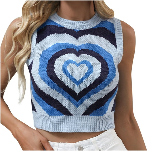 Camiseta sin mangas a la moda para mujer, camiseta sin mangas de punto con rayas sueltas, camiseta sin mangas pequeña Fridja qr2685