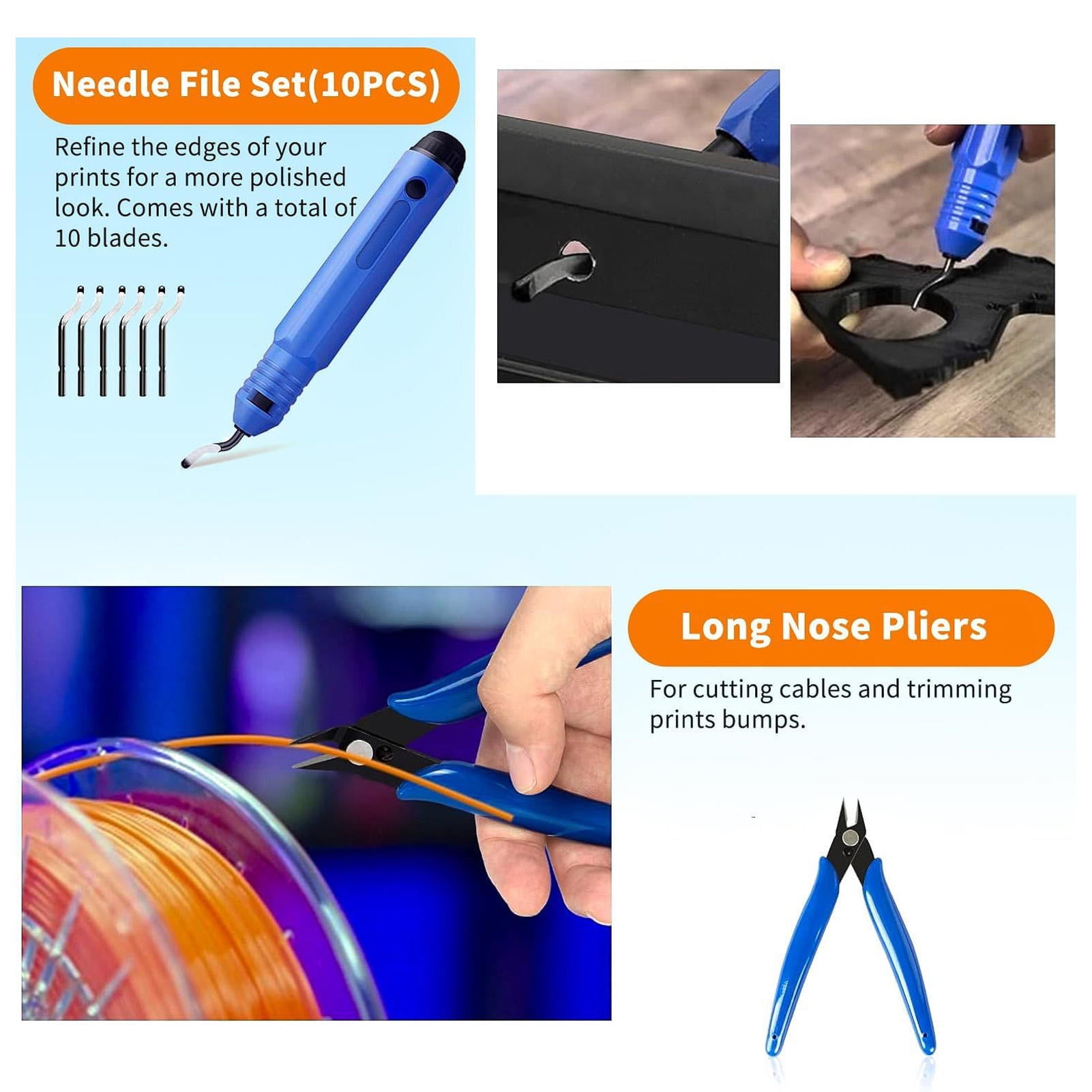 BIMZUC 3D Print Tool Kit – Deburring, Pliers, Tweezers, Cutting Board & Storage Bag (38 Pieces)