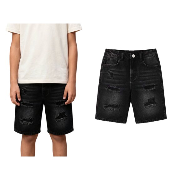 Kids Boys Denim Shorts Classic Slim Fit Denim Shorts with Pockets Baby Clothes 7-8 Years