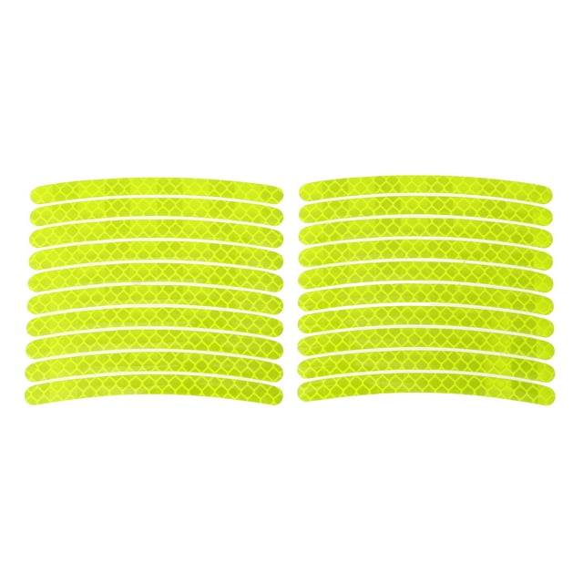 20 Pcs Calcomanías para Llantas en Arco, Cintas Decorativas para Llantas de Automóvil de 14-22" Verde Fluorescente Reflectante PET
