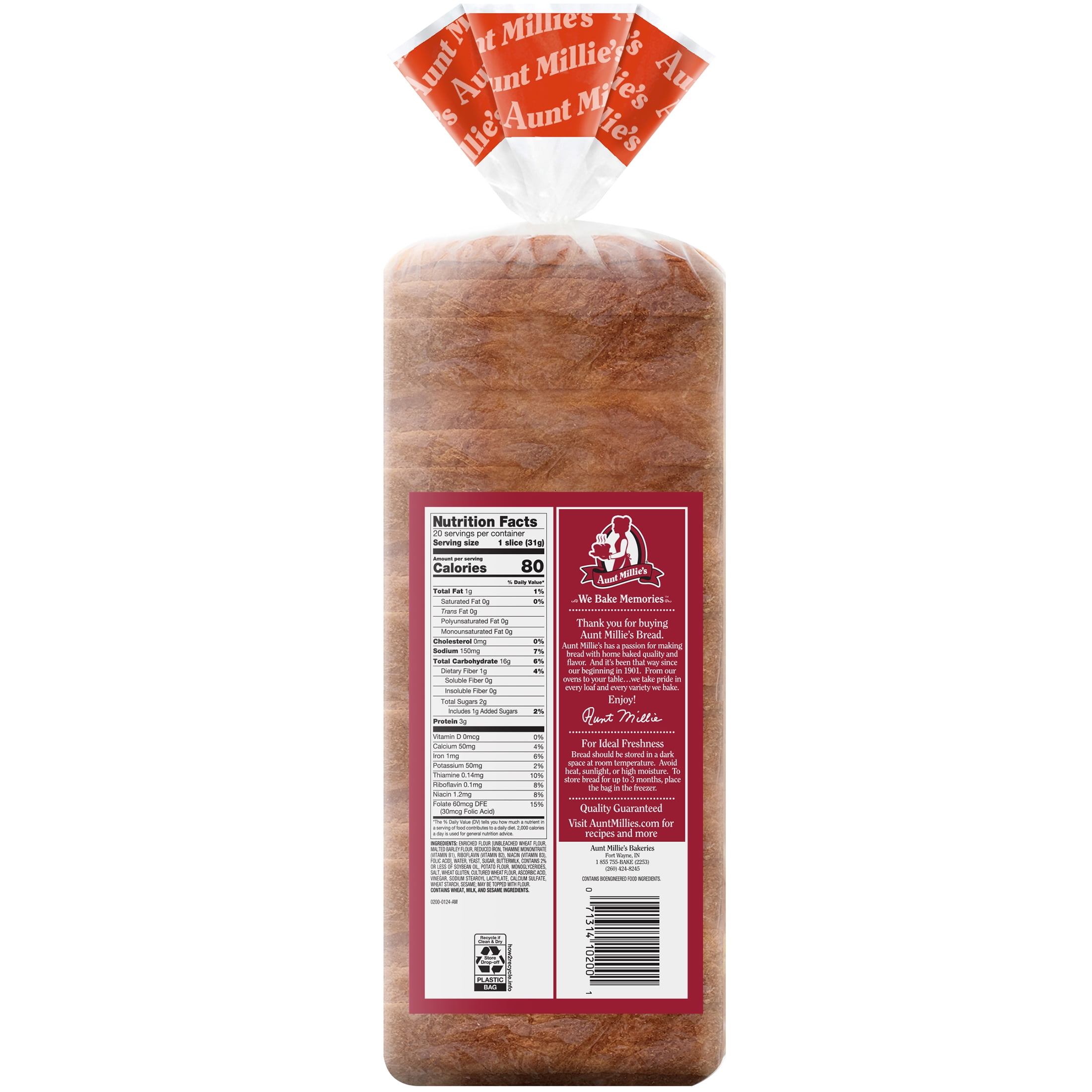 Aunt Millie's Country Buttermilk White Bread, 22 oz.
