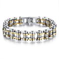 thumbnail image 1 of Cadena de acero inoxidable para motociclista Yashi dorado y plateado modelo 8145, 1 of 4