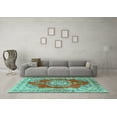 thumbnail image 3 of Ahgly Company Machine Washable Indoor Round Medallion Turquoise Blue Traditional Area Rugs, 3' Round, 3 of 4
