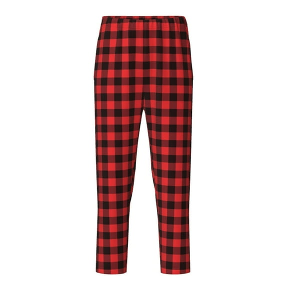 Xecao Buffalo Plaid Red Black Print Teenagers' Pajama Pants Long Sleep Pants Soft Elastic Waist Pajama Bottoms Elastic waist with 2 Pockets 5-16 Years-XS(5-6)