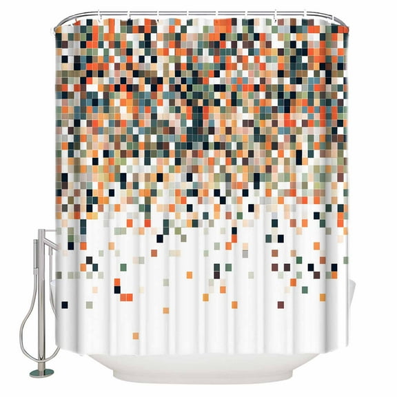Small Stall Shower Curtain 36x72 Inch Narrow Half Size Modern Abstract Art Bath Curtains Bathroom Decor Modern Geometric Art Waterproof Fabric Shower Curtain Set with Hooks 36 Inch