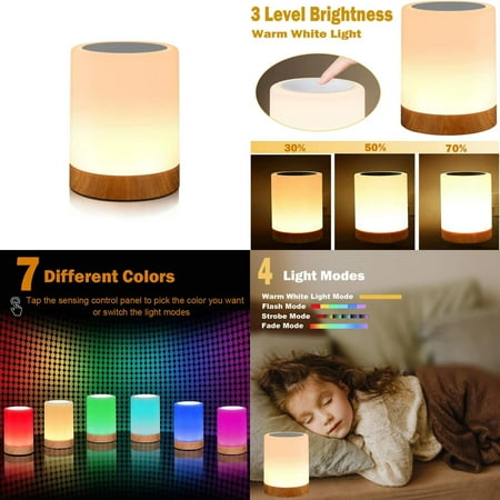 

WAGZOQN Adjustable and Versatile Dimmable Rechargeable Sensor Night Light - Warm White & RGB Color Changing Bedside Table Lamp for Bedroom - A Perfect Lighting Solution for Any Environmen