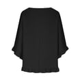 thumbnail image 4 of Khunlpohl Women's Cotton Linen Tops Ruffle 3/4 Sleeve Blouse Crew Neck Casual Shirts Summer Lightweight Top S-5XL, 4 of 7