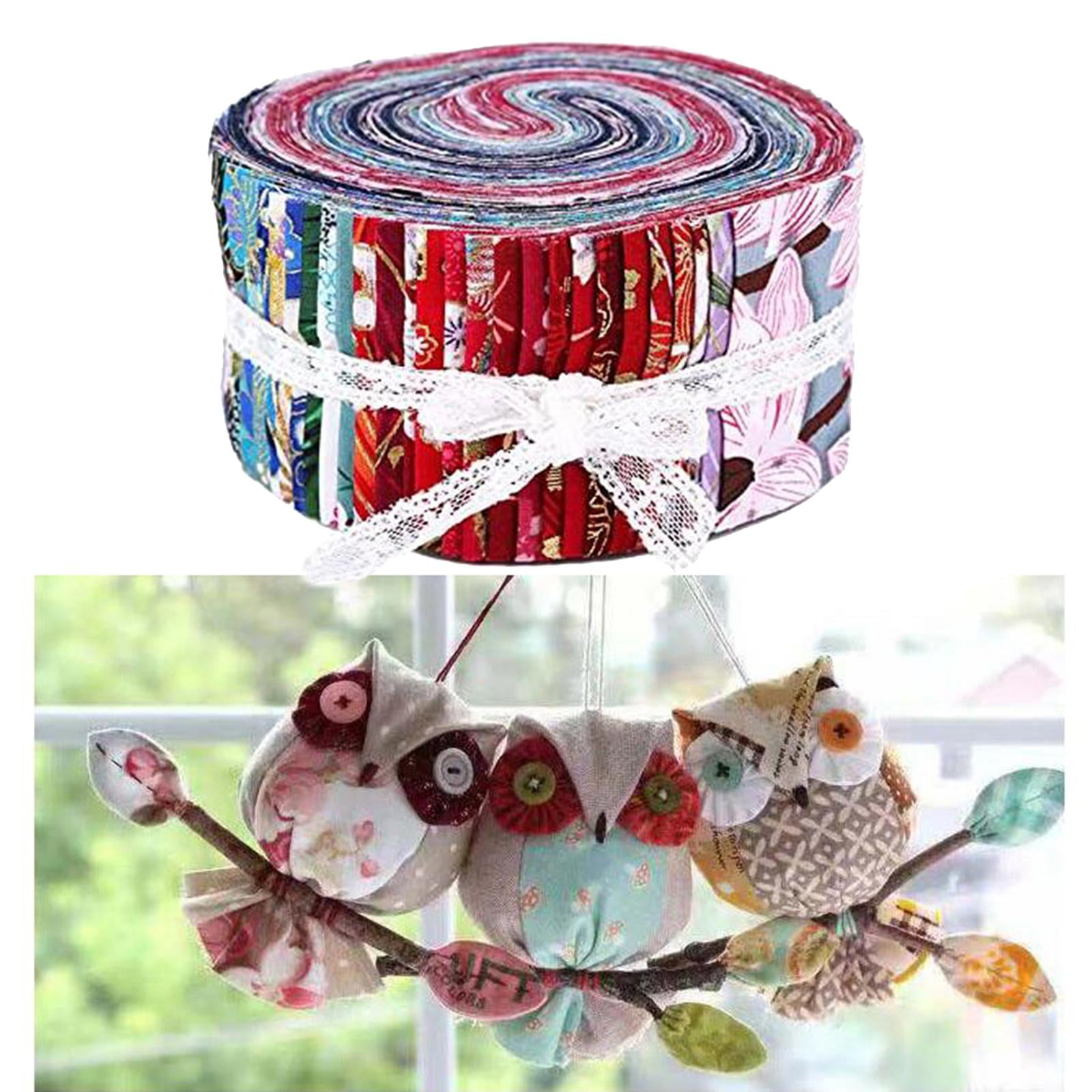 2x 36 Pieces Jelly Fabric Roll 2.5 Inch Roll Up Fabric Quilting Strips Floral Printed Craft Fabric Bundle Precut Patchwork with Assorted Patterns