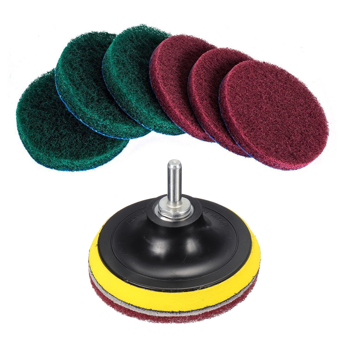 Utoolmart 5inch Replacement Scrubbing Pads 240 Grit Disc Flocking Round Drill Powered Brush Tile Scrubber Hook and Loop Industrial for Kitchen Bathroom Auto Cleaning Tool Green 2pcs