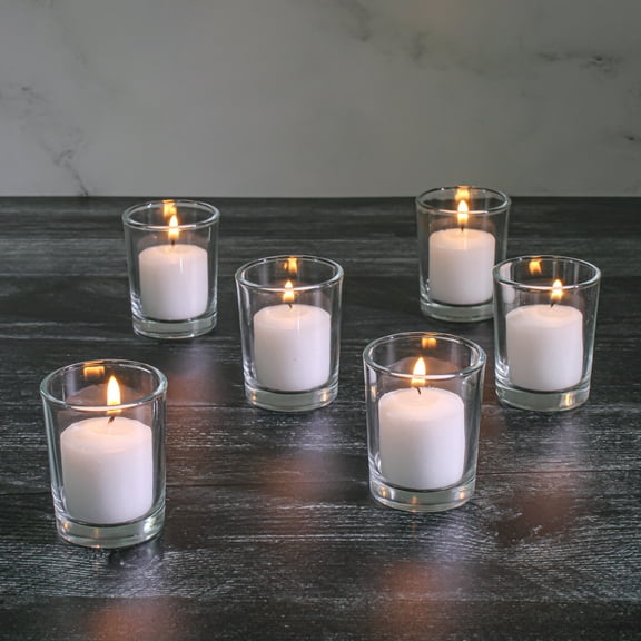 Richland Votive Candles White Fresh Laundry Scented & Eastland Clear Votive Holders Set of 12