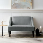 Inspired Home Rayna Light Grey Linen Bench - Upholstered | Swoop Arm