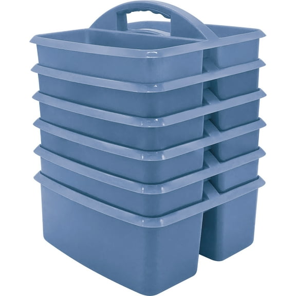 Teacher Created Resources Slate Blue Plastic Storage Caddy, Pack of 6