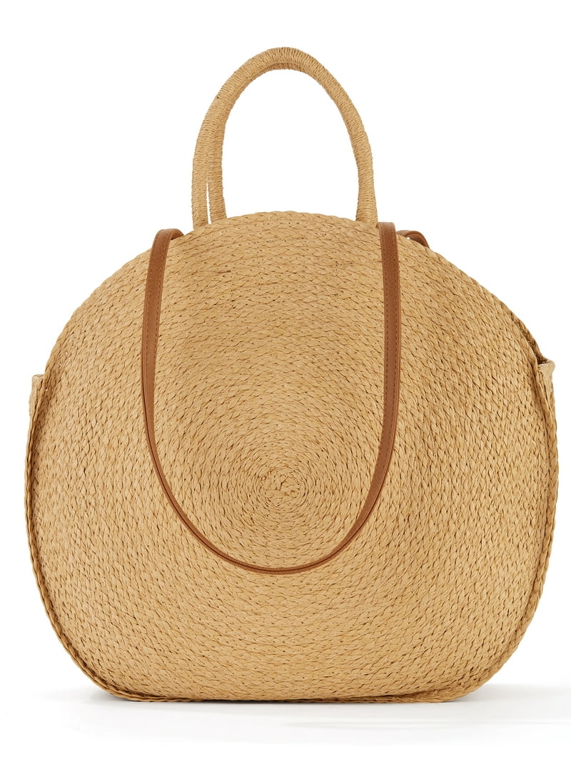 Circle Round Straw Purse Time And Tru Women's Striped Straw Circle