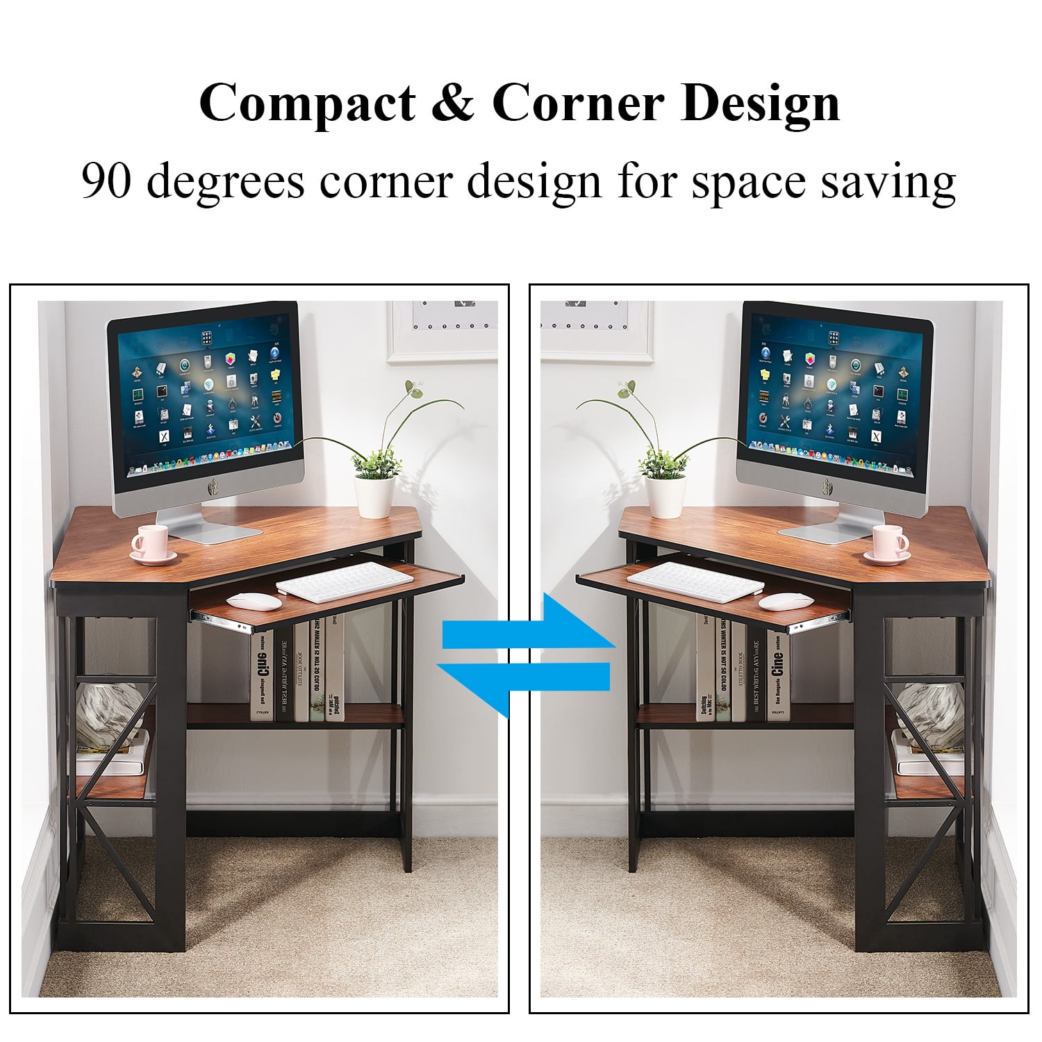 VECELO Corner Computer/Writing Home Office Desk with Smooth