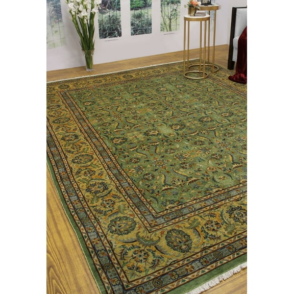 Ankara Asil Green/Gold Rug, 7'11" x 10'5"