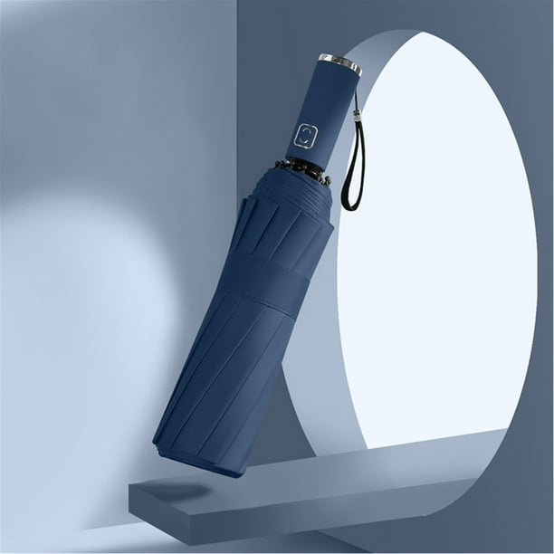 Fiudx Paraguas de Viaje Plegable, Resistente Al Viento, 12 Varillas, Apertura y Cierre Automáticos, Diseño Reflectante para Mayor Seguridad, Compacto y Práctico, Ideal para Viajes y Uso Al Aire Libre